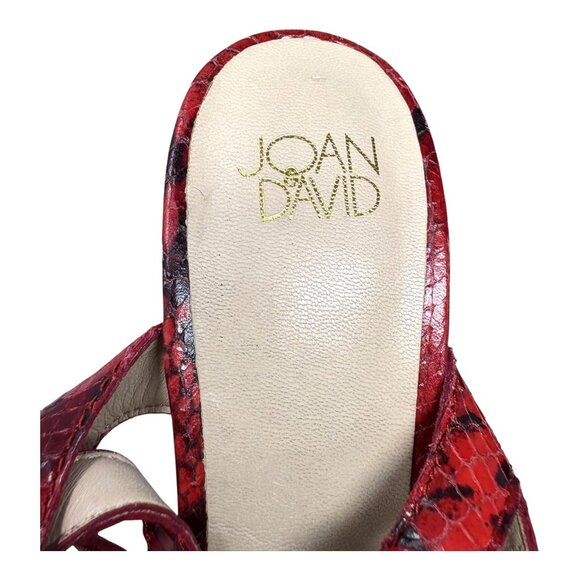 Joan & David Dalanaro Red Embossed Leather Cone Heel Sandals - Picture 2 of 12